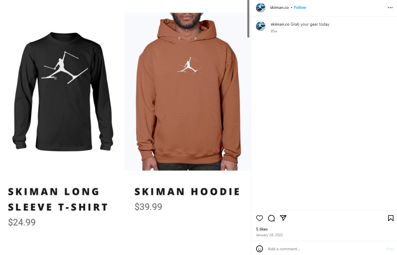 Skiman Nike Trademarked Logo Instagram