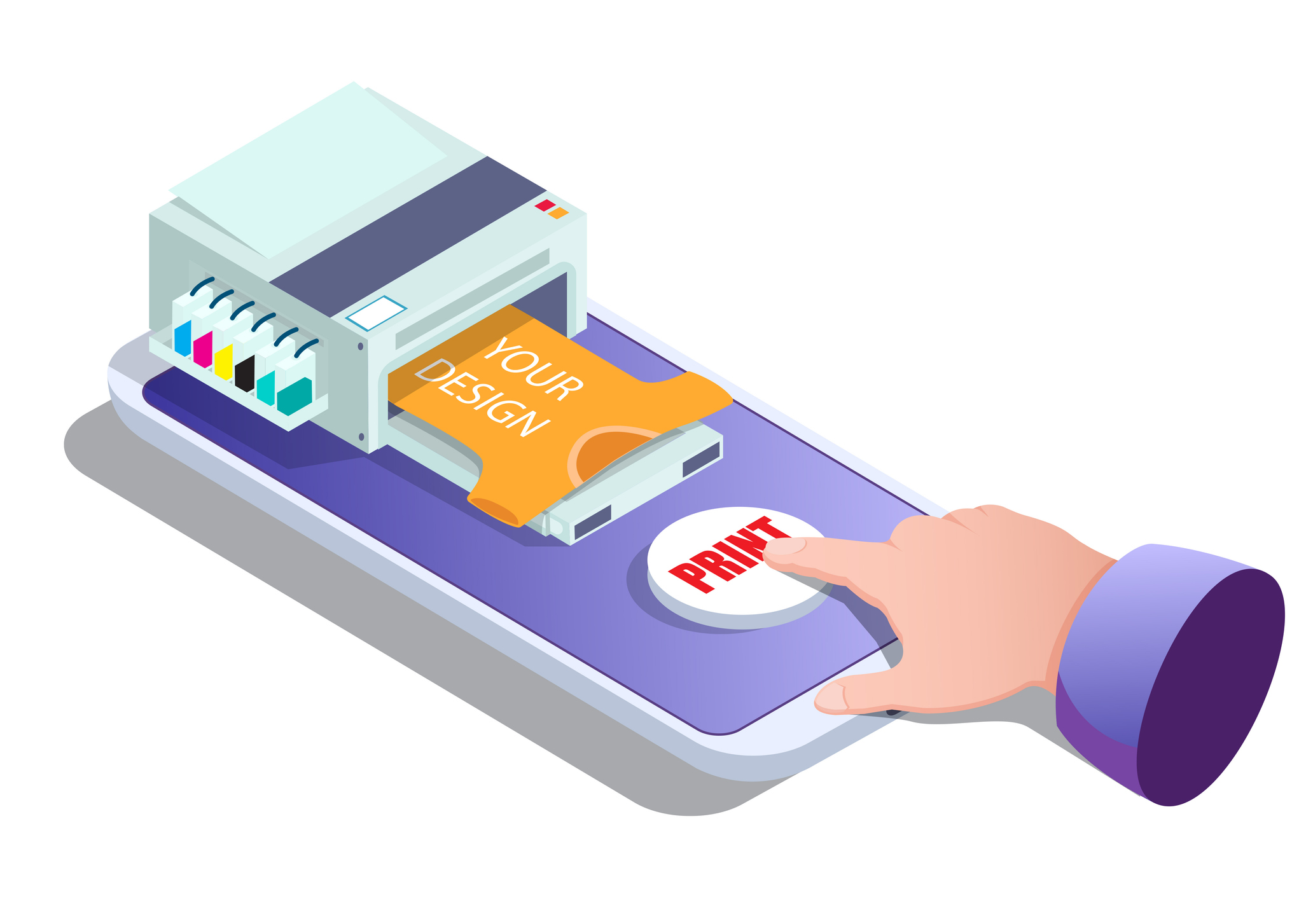 Print on demand vector concept isometric illustration