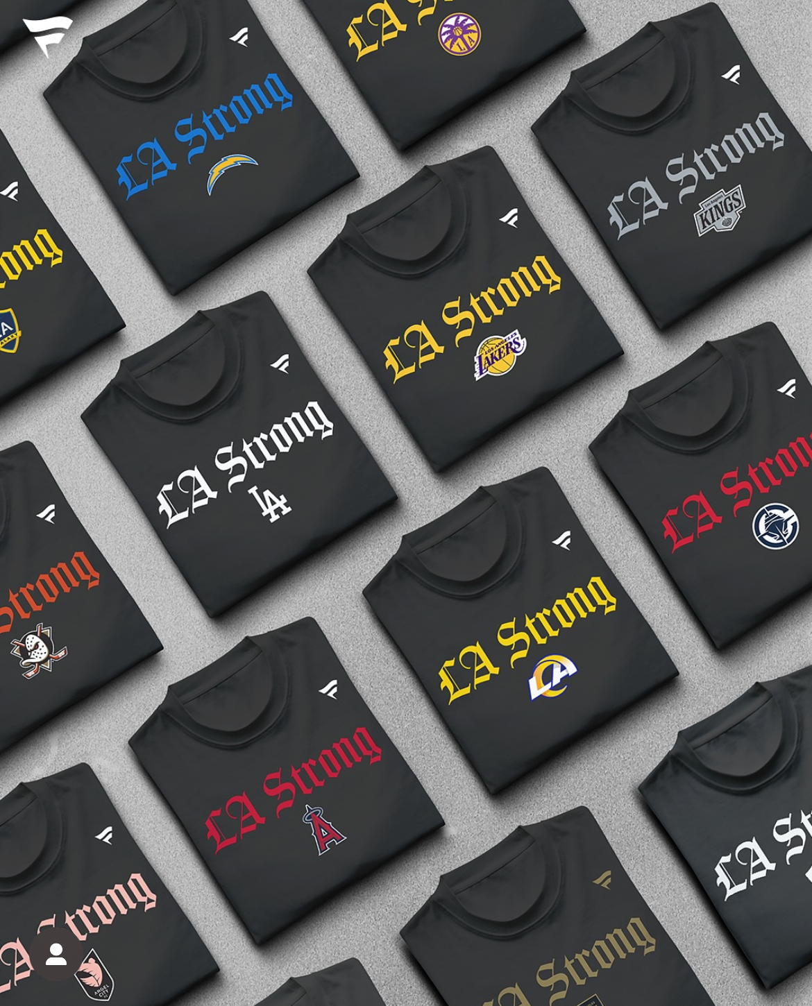A screen shot of the LAS strong Fanatics T-shirt line