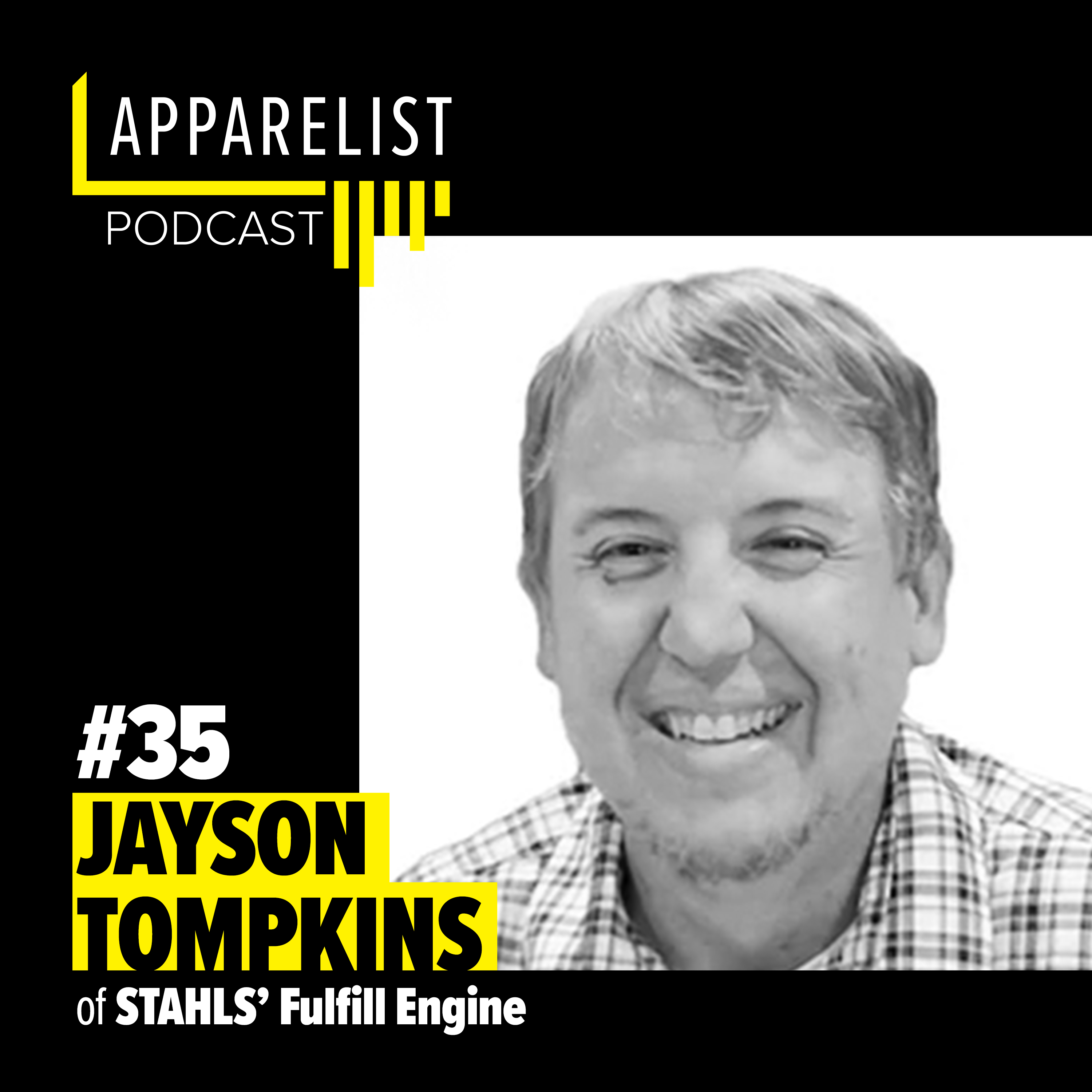 Jayson Tompkins headshot with Apparelist podcast logo
