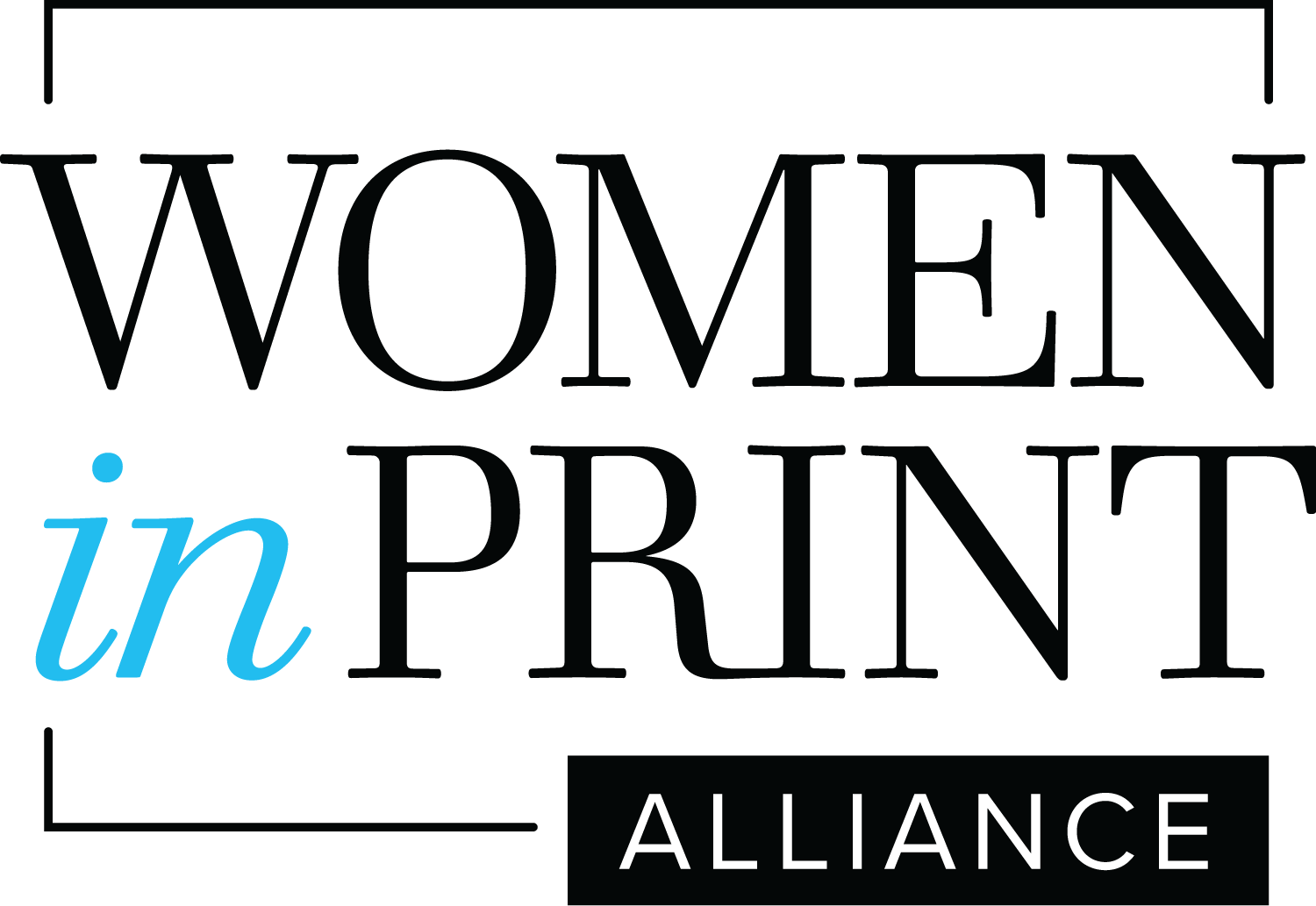 Women in Print Alliance stacked logo in black and white