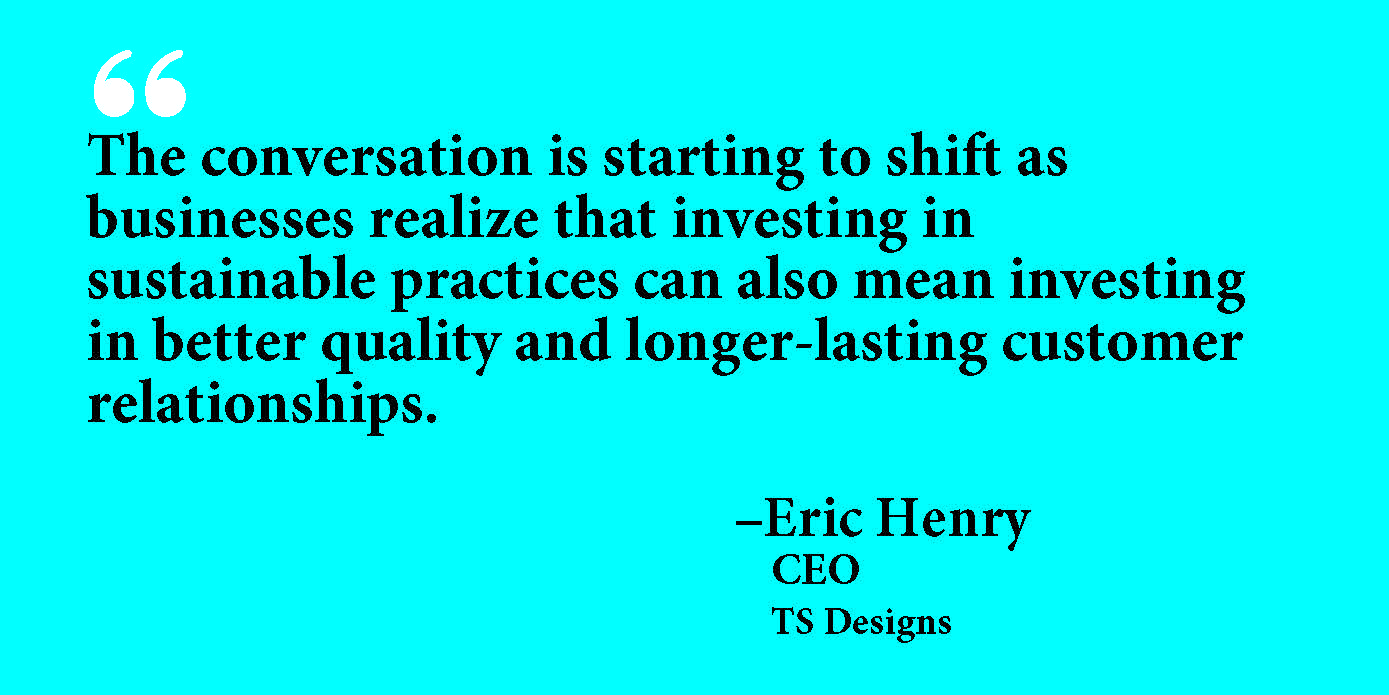 Eric Henry quote about sustainability on blue background