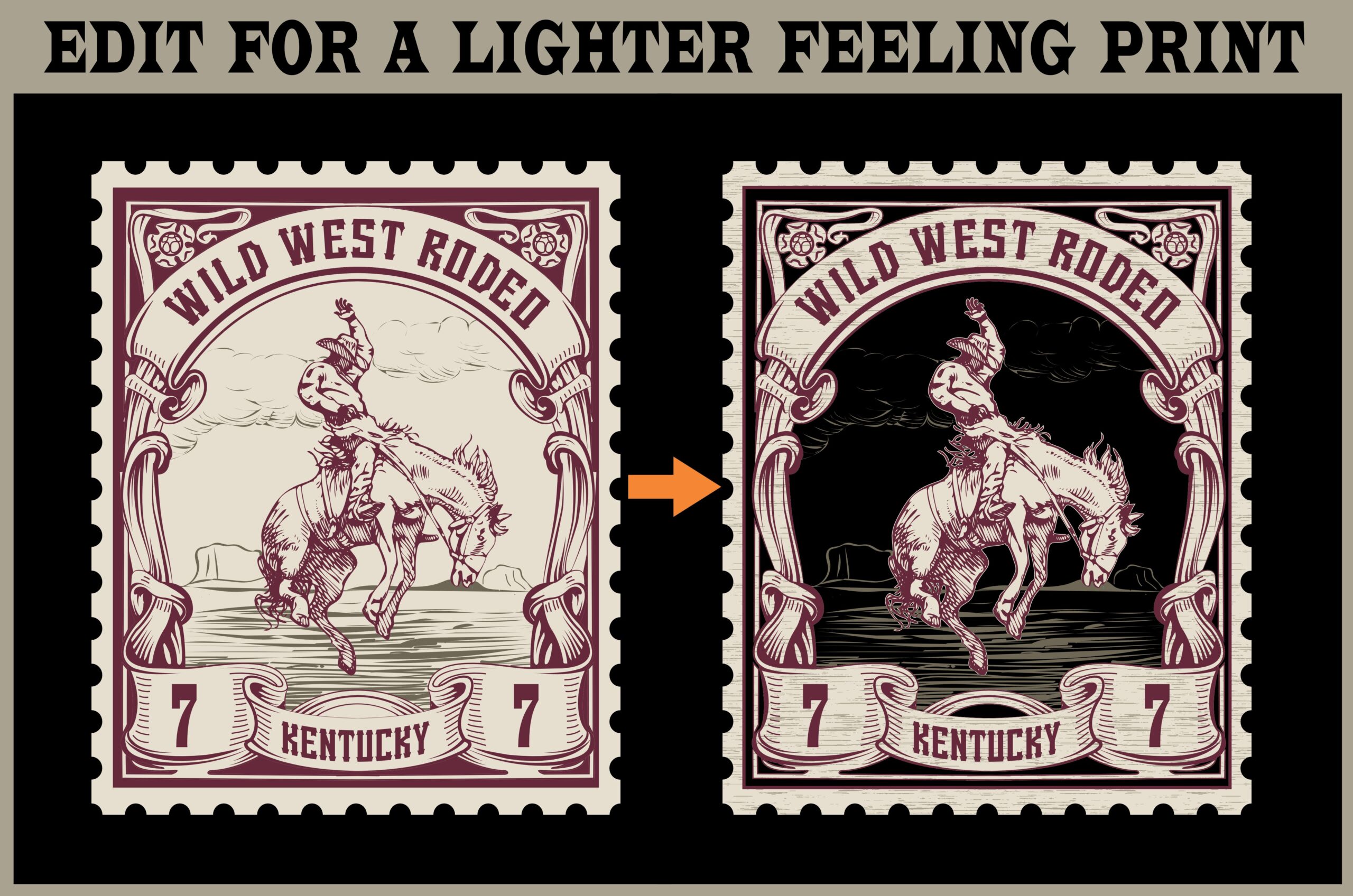 A visual comparison of how to edit a design for alighter print
