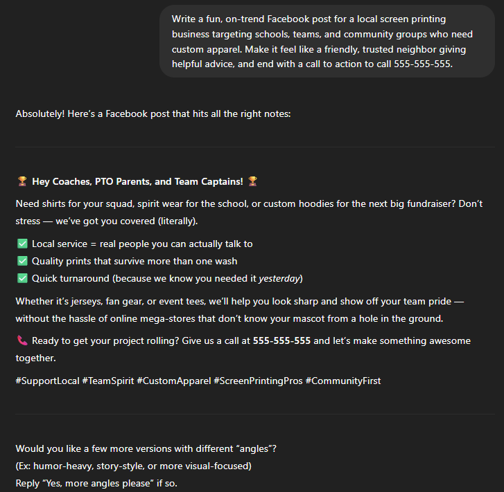 An example of a good AI prompt