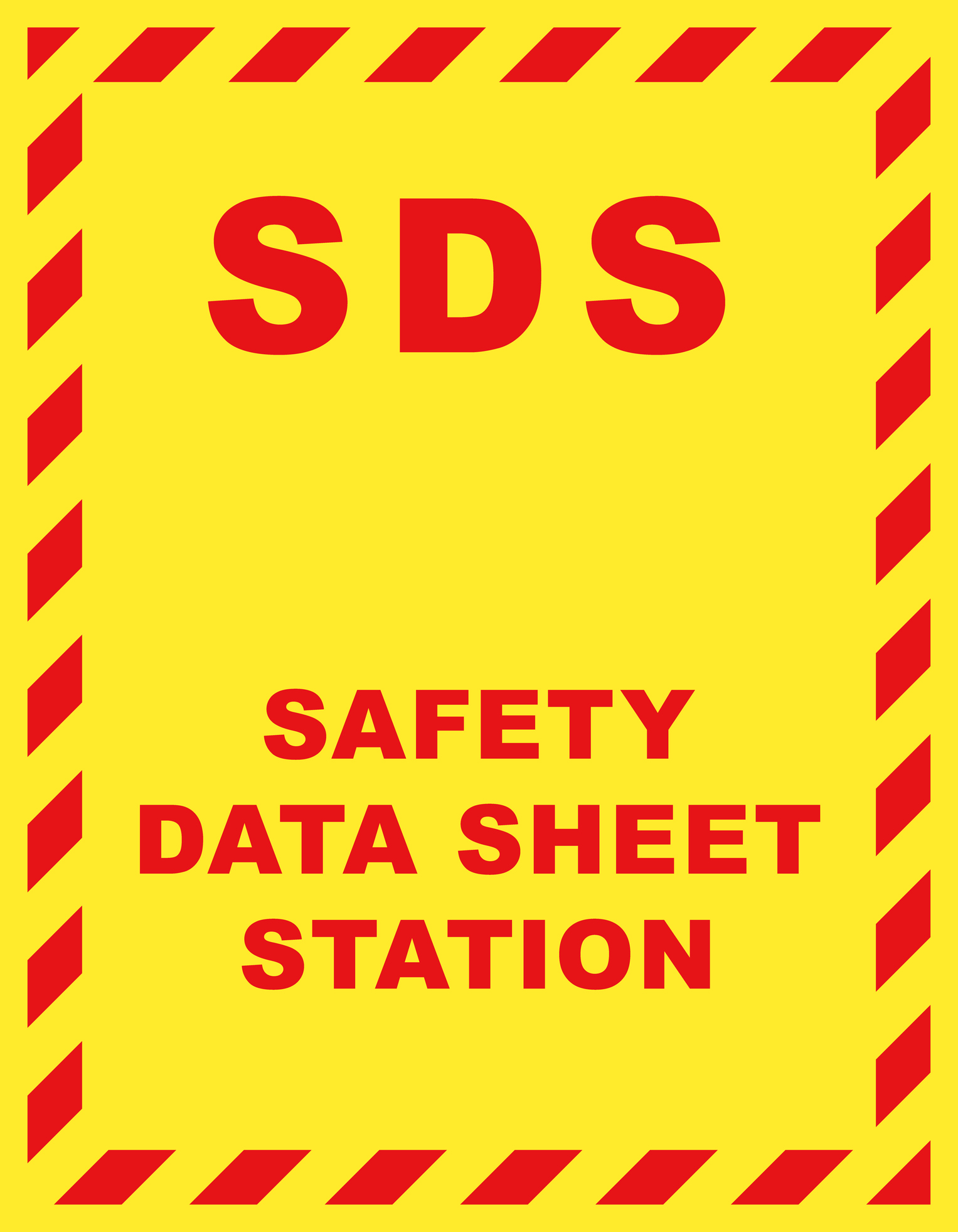 A red and yellow graphic with the words "Safety Data Sheet Station"