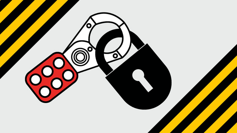 A graphic that shows a padlock attached to a locking mechanism