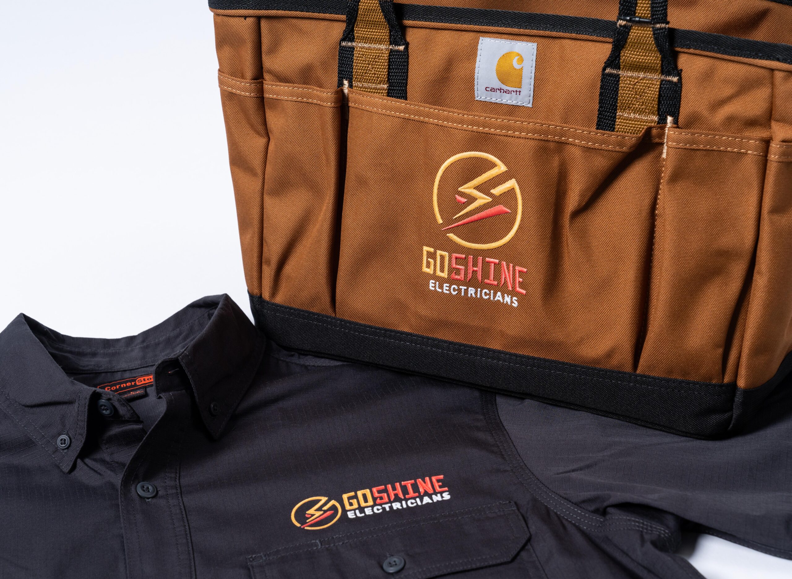 A hat, jacket, and bag feeaturing embroidered patches