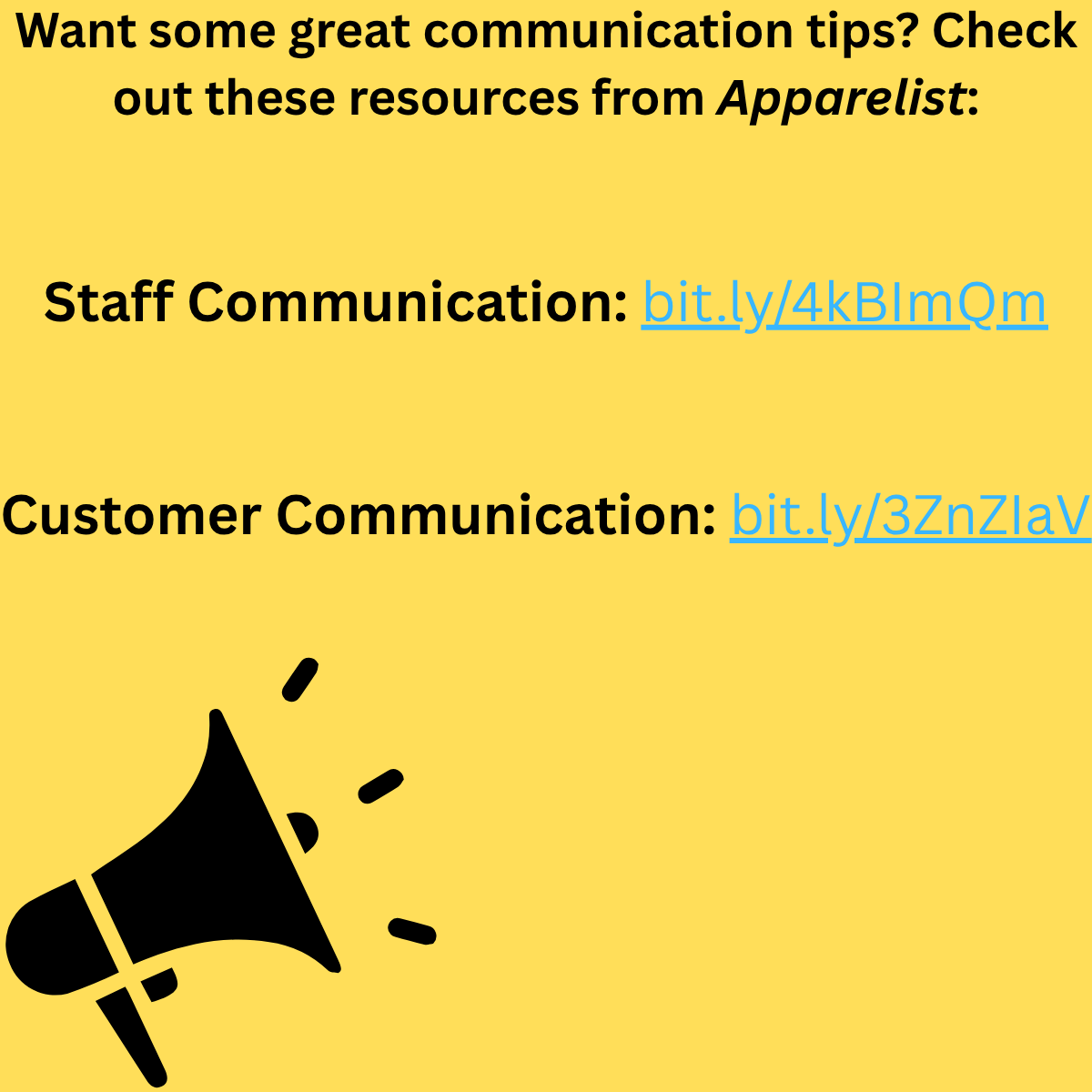 Text box featuring links to communication articles on Apparelist