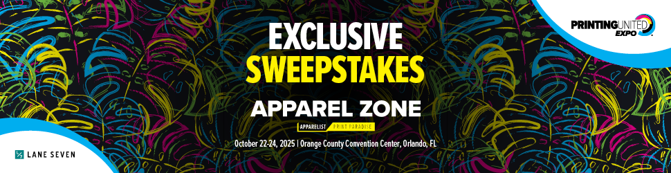 promotional graphic featuring Apparel Zone graphic and Lane Seven logo