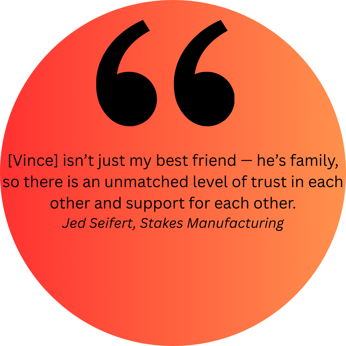 Quote from Jed on orange circle