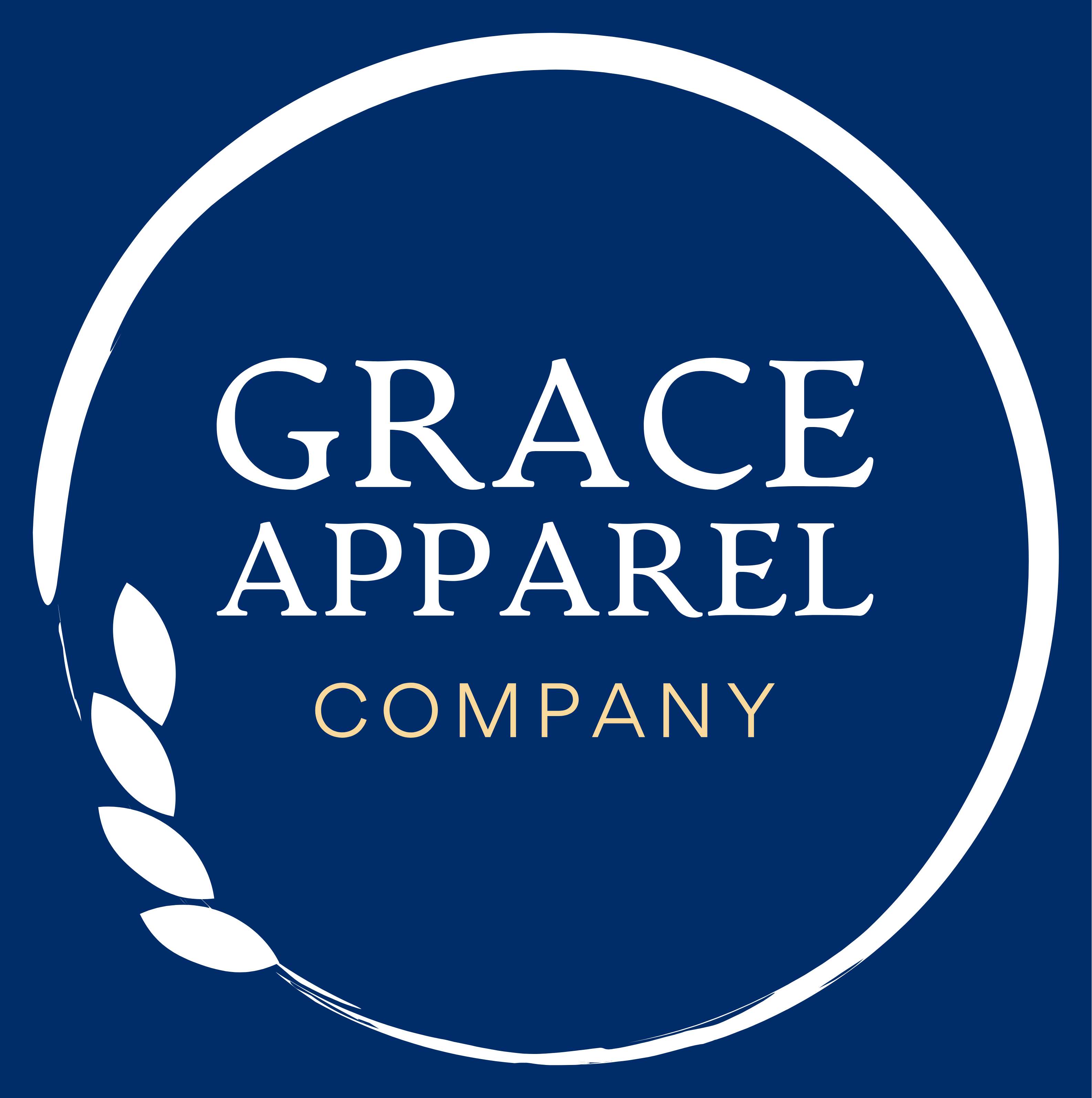 Grace Apparel company logo on blue background
