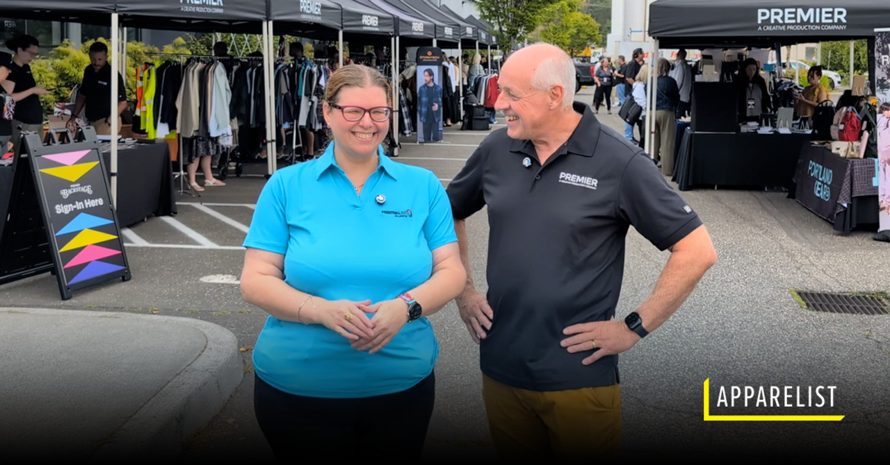 Toni McQuilken wearing blue shirt next to Chris Feryn wearing black shirt