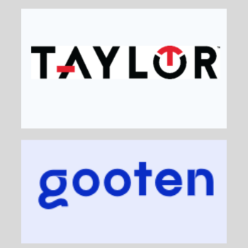 Taylor logo on top, Gooten logo on bottom