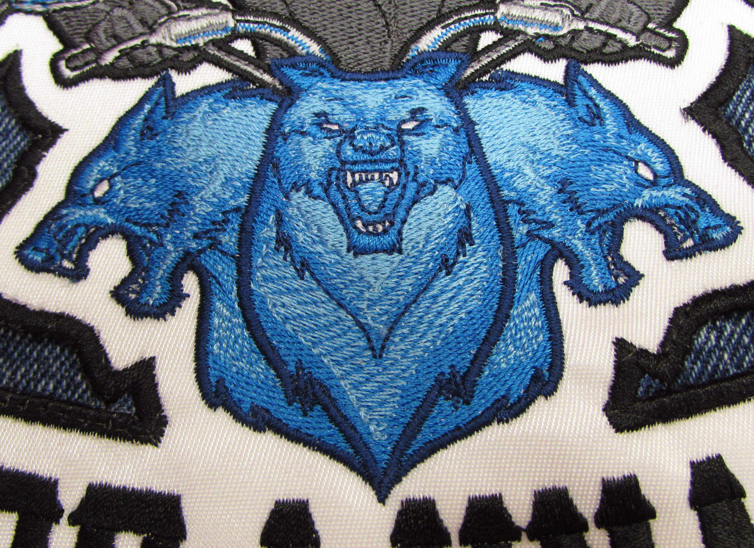 wolves created on embroidered patch