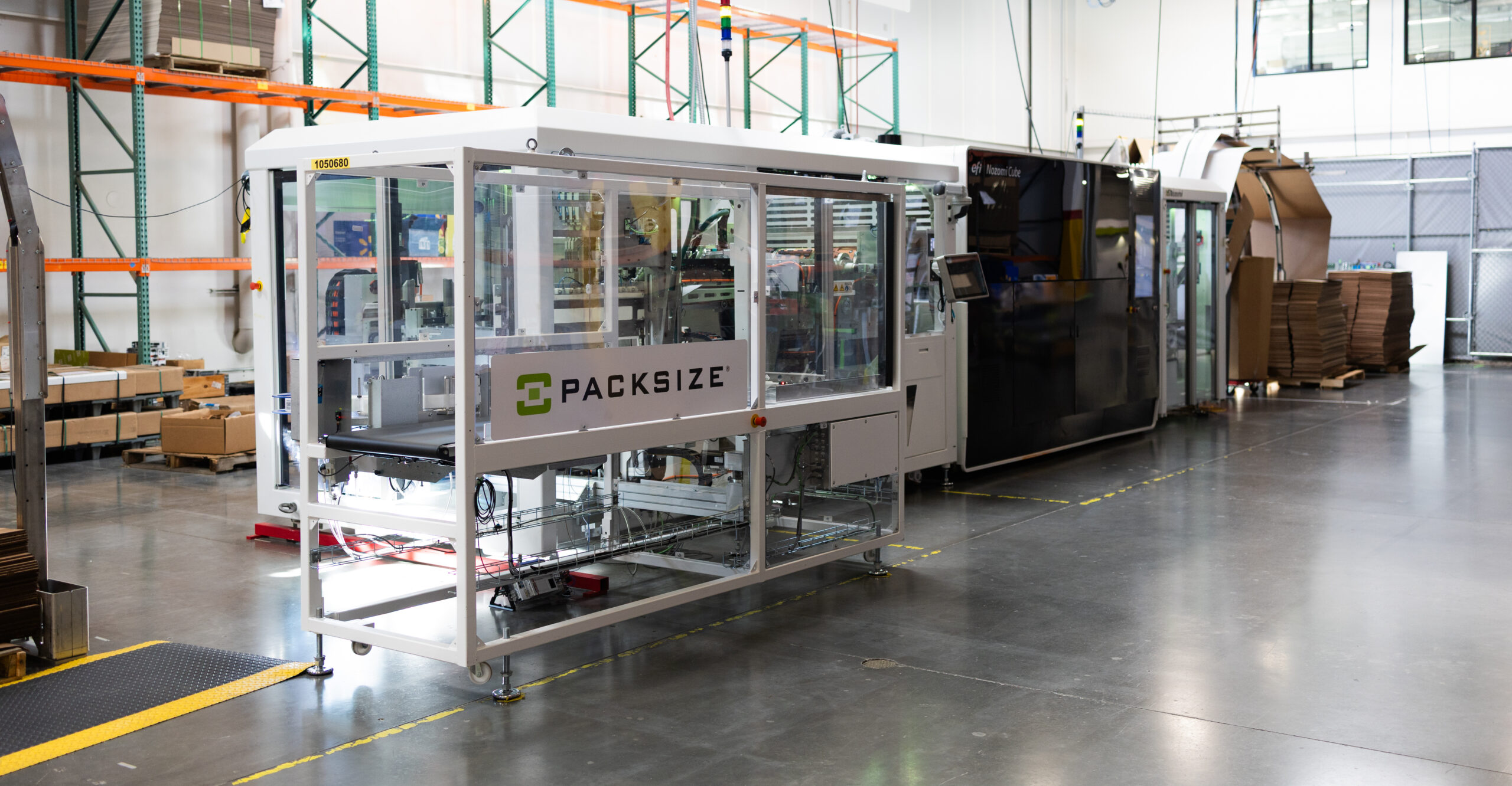 package printing machine in a warehouse