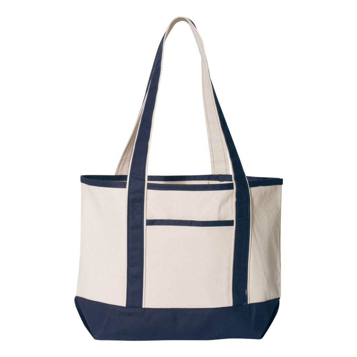 blue and cream tote bag