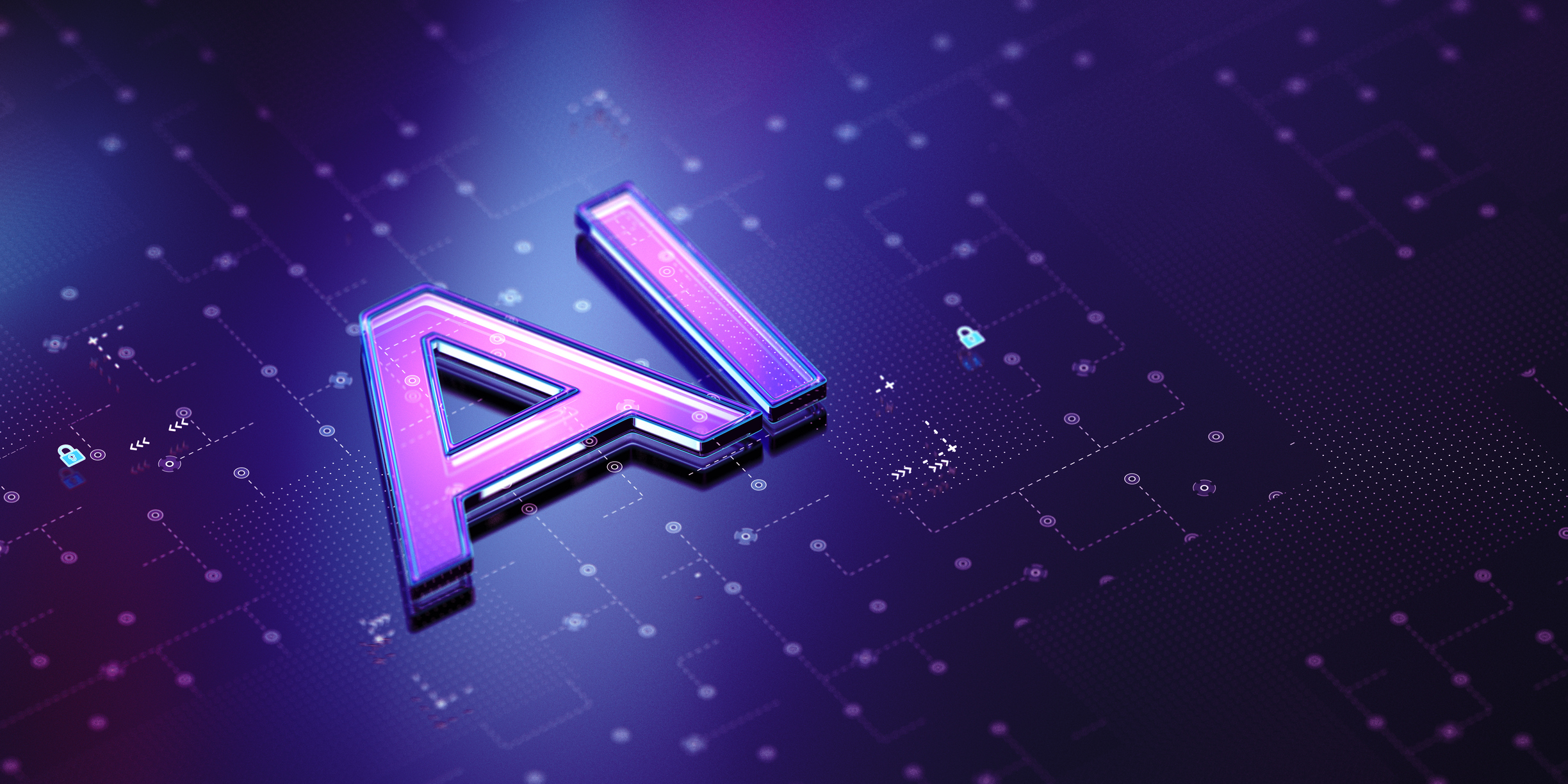 AI on black and purple background