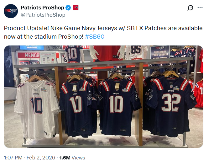Patriots Super Bowl jerseys