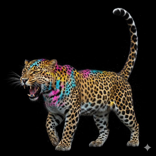 cmyk-colored leopard