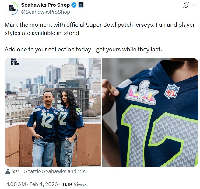 Seahawks Super Bowl jerseys