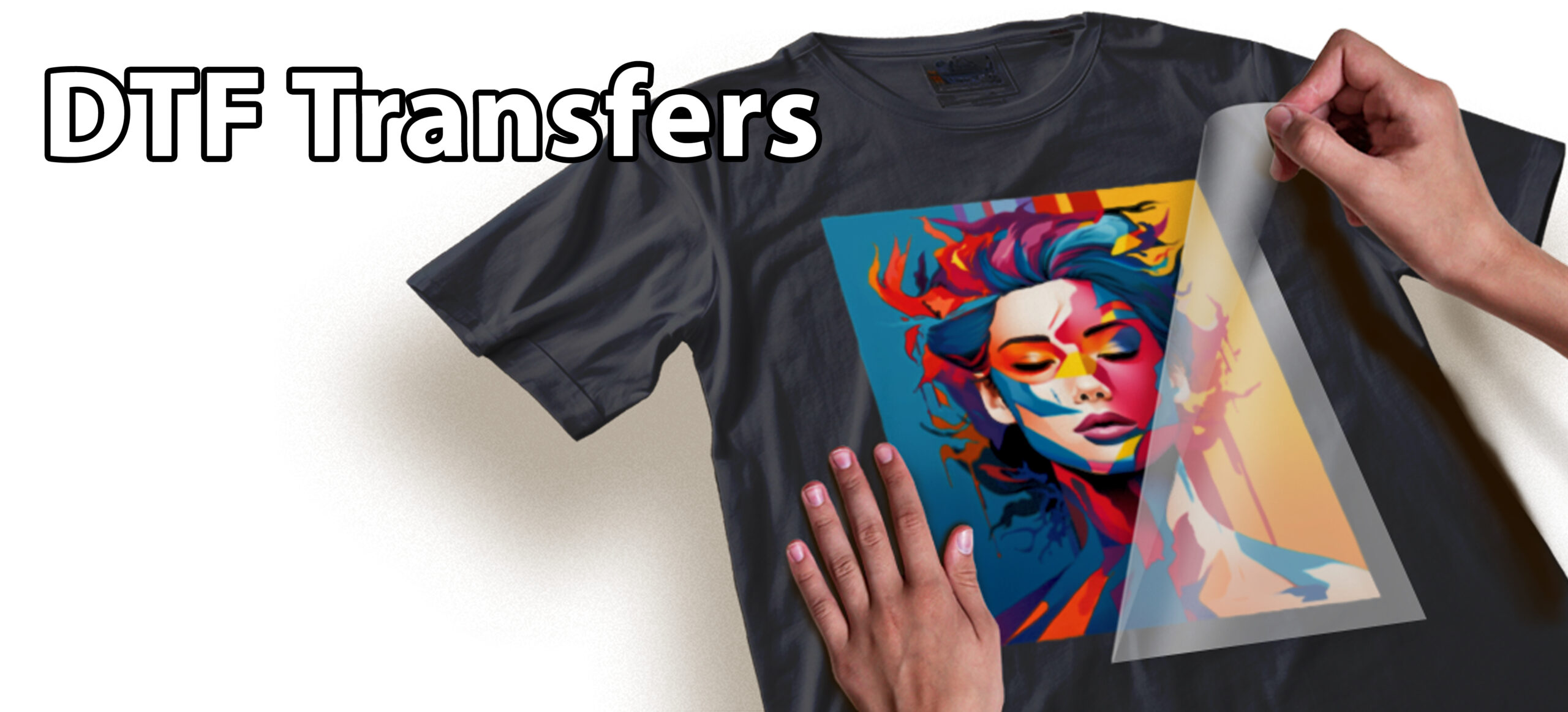person peeling transfer off tshirt