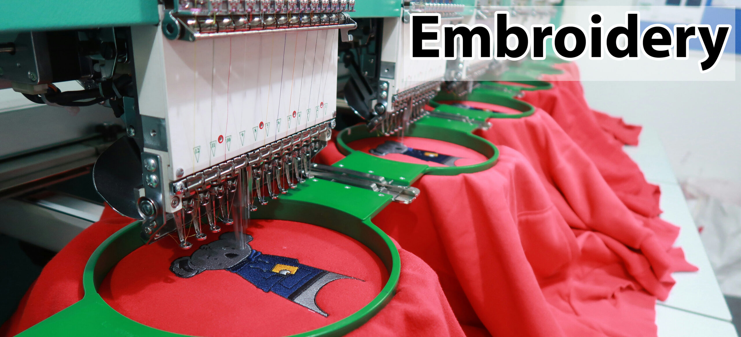 embroidery hoops lined up