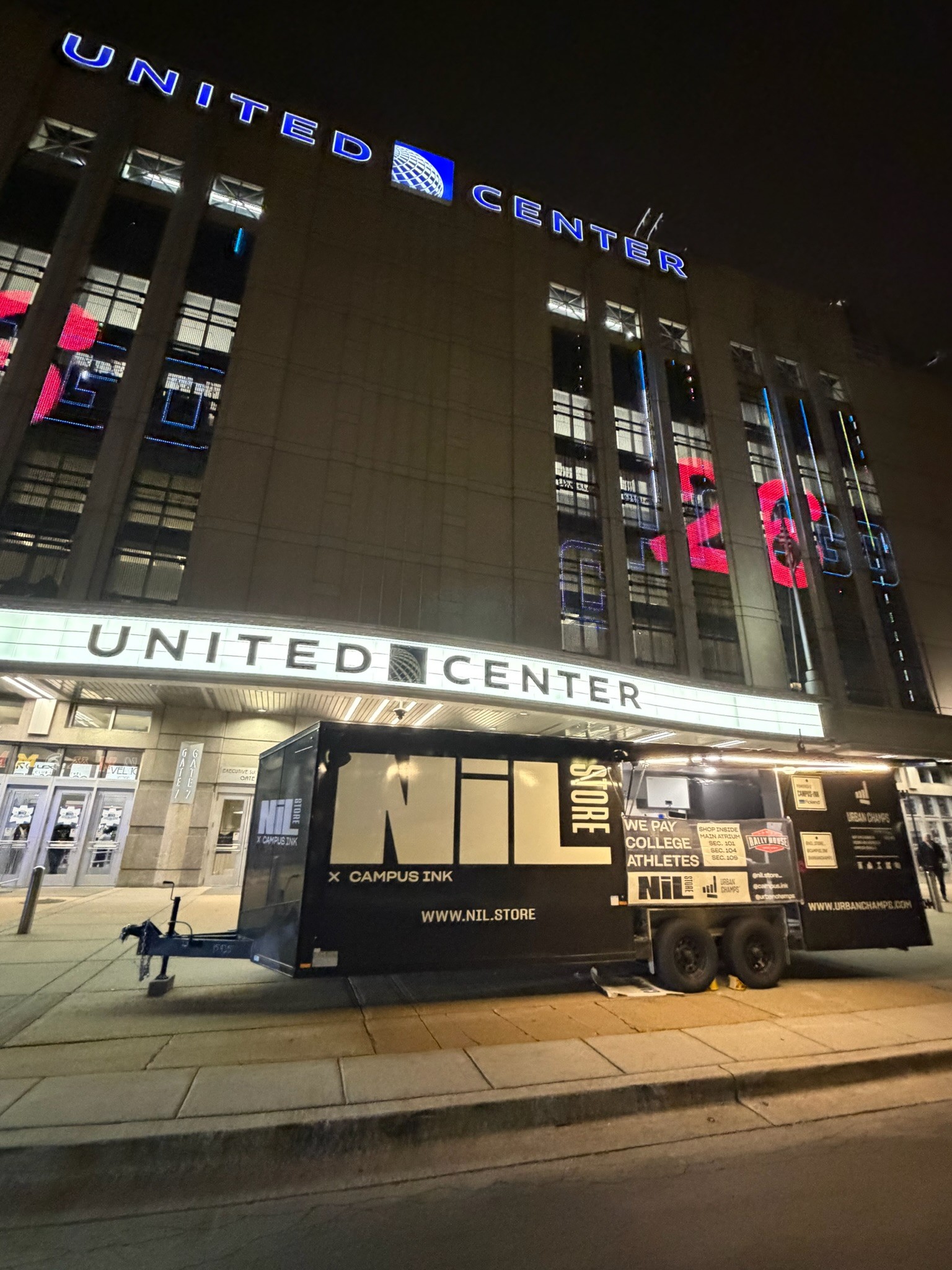trailer parked outside United Center