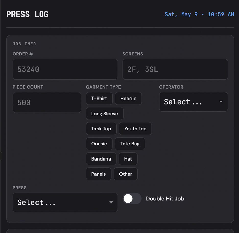 press log screen shot