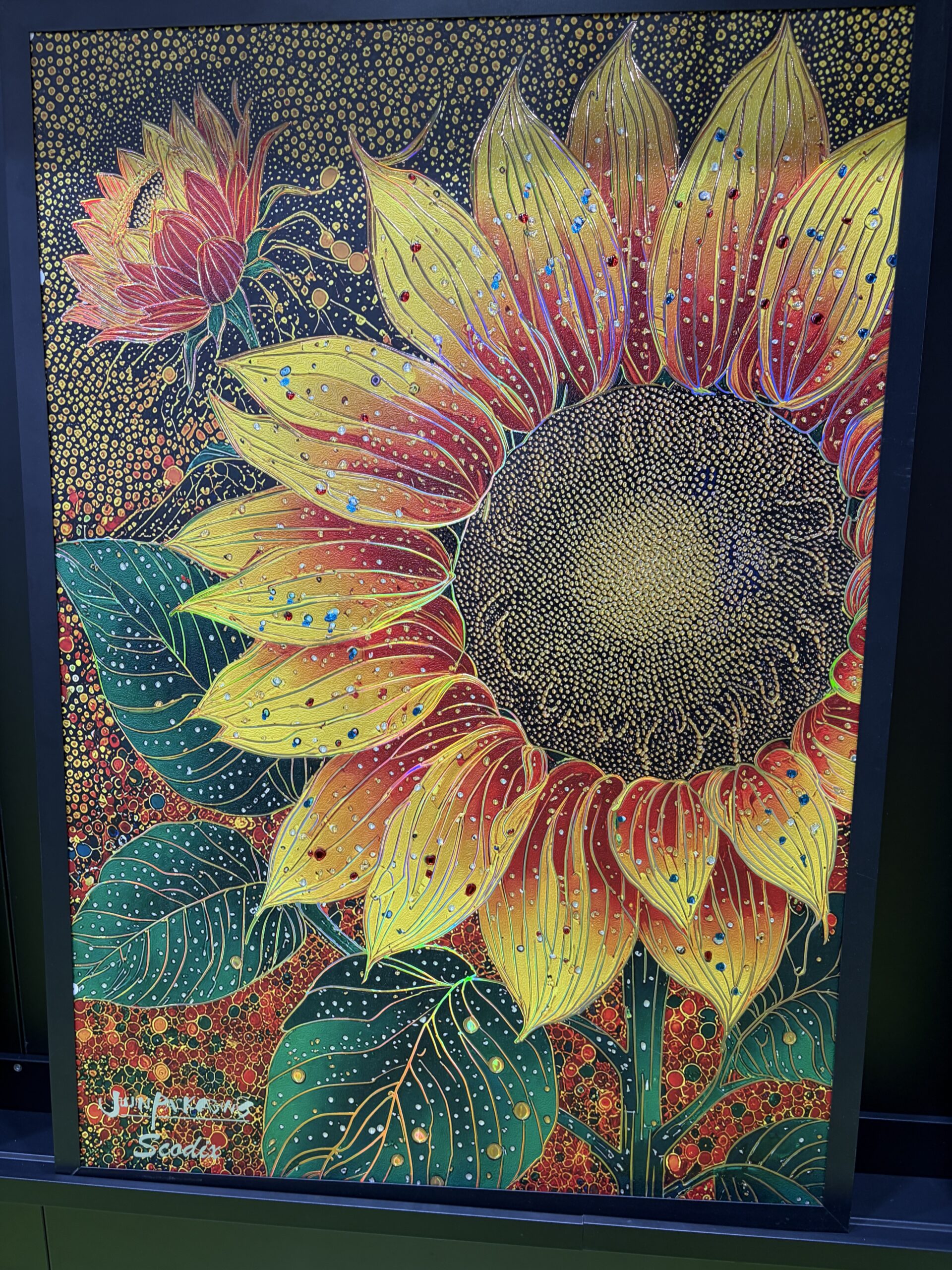textured sunflower print