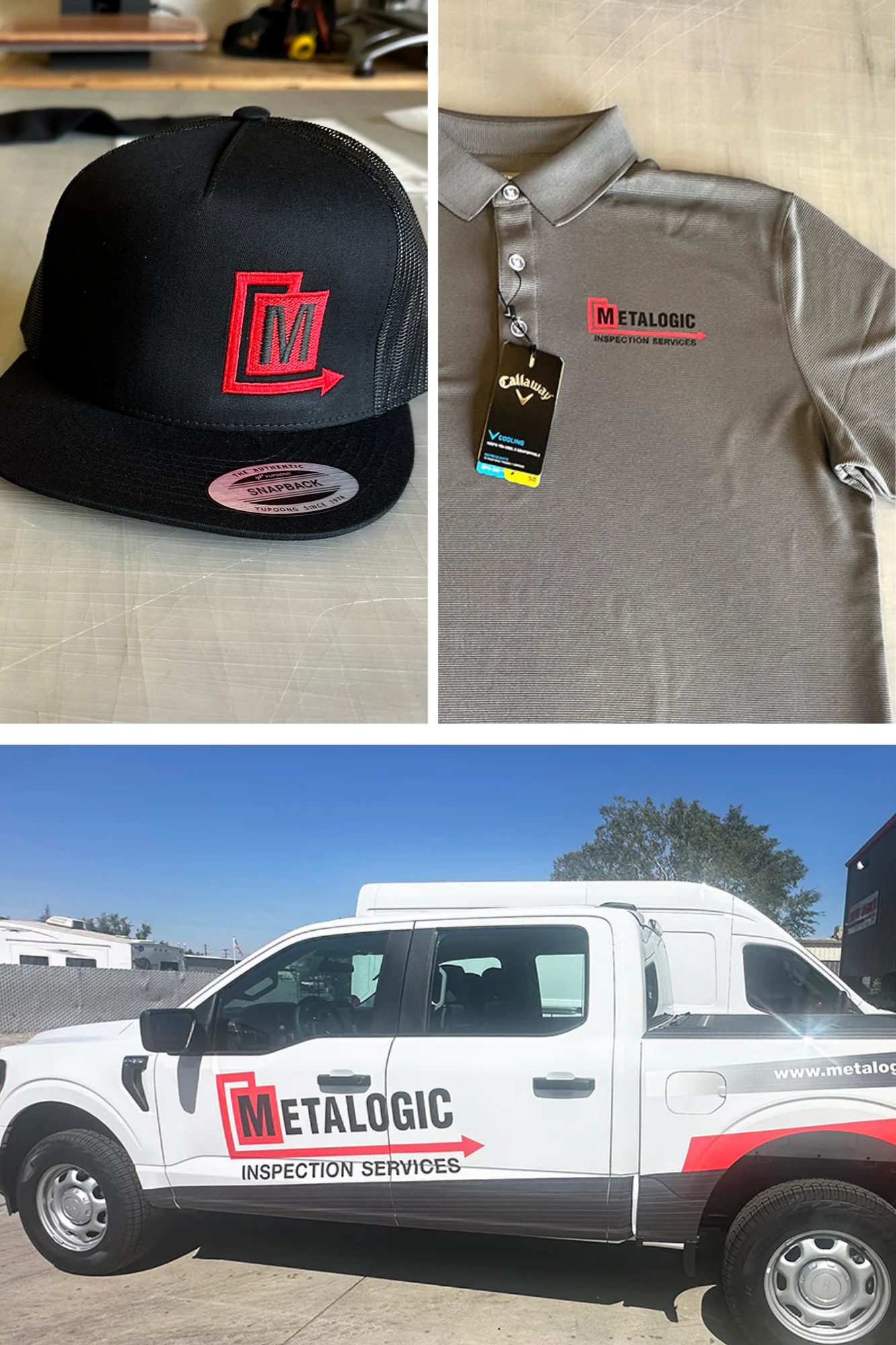 One Hundred Designs apparel hats and car wrap with branded logo