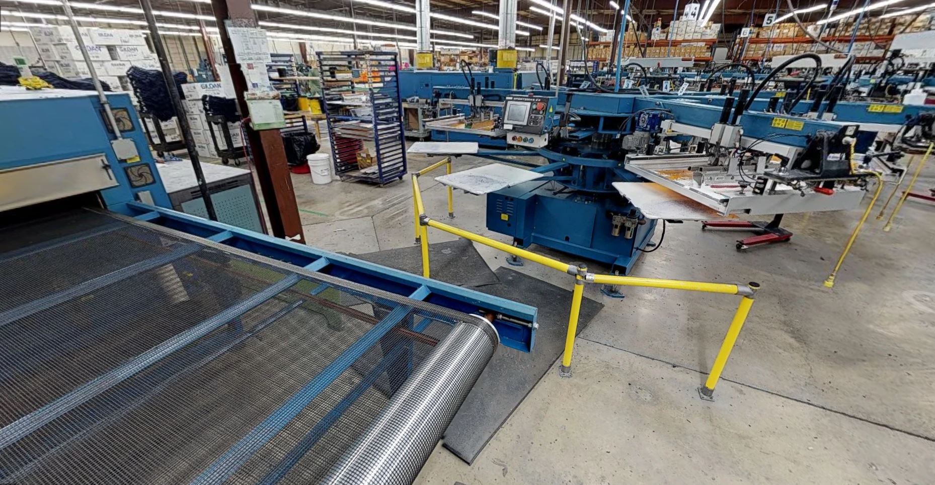 shop floor with screen printing machines