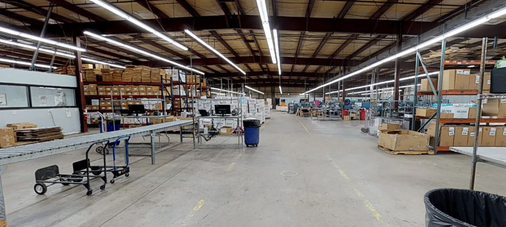 warehouse with inventory shelving