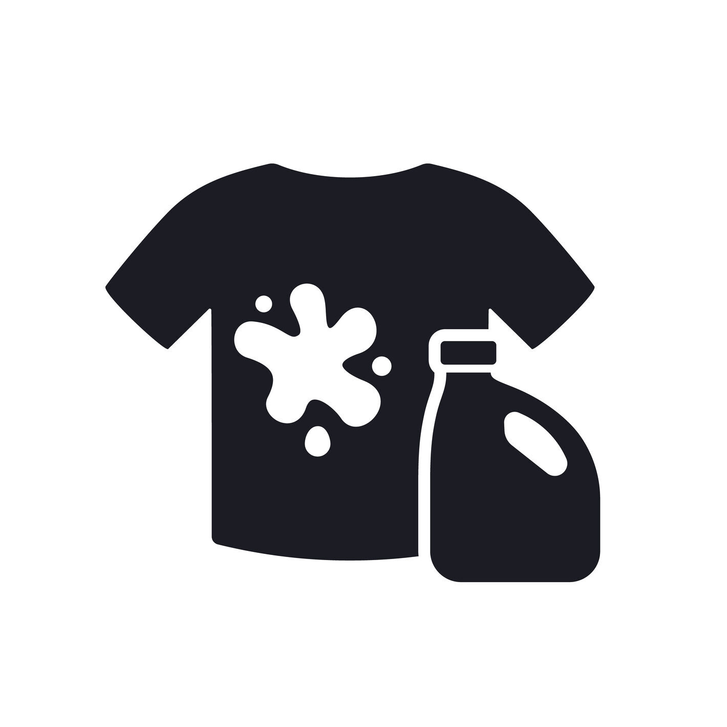 Stain remover icon with a shirt, pictogram on white